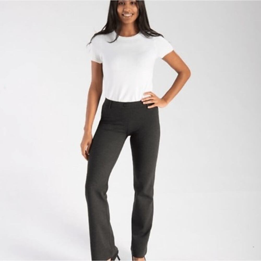 Betabrand Gray Pull On Career Classic Dress Pant Yoga Bootcut Pant Size L Petite